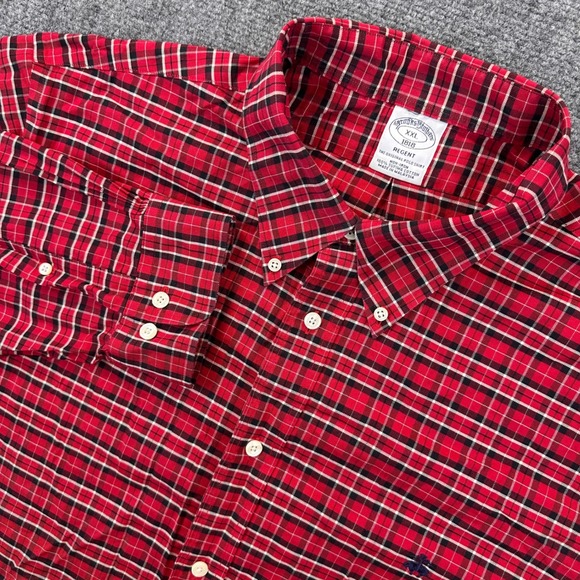 Brooks Brothers Regent Mens 2XL Red Plaid Long Sleeve Non Iron Button Down Shirt - Picture 1 of 11